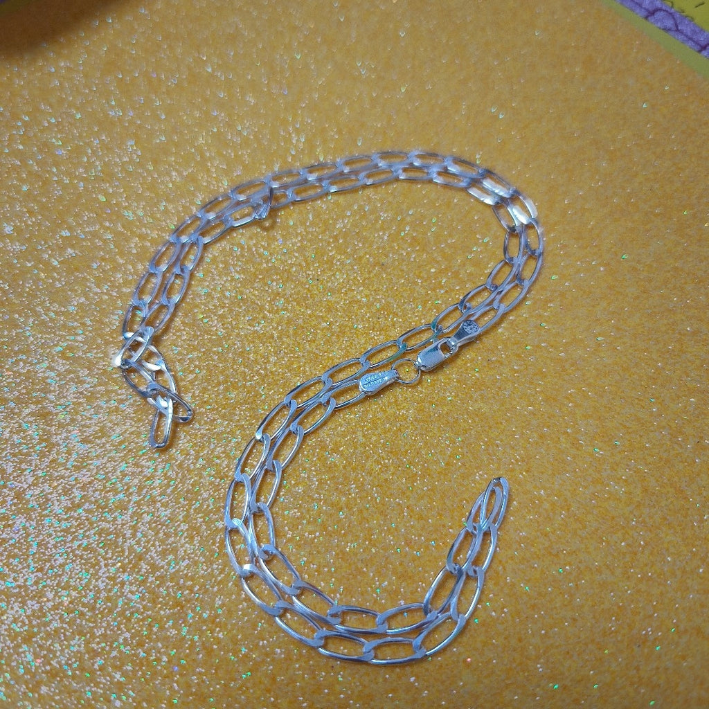 CADENA TEJIDO ESLABONES PLATA .925 60 CM 10.9 GR (NUEVO)