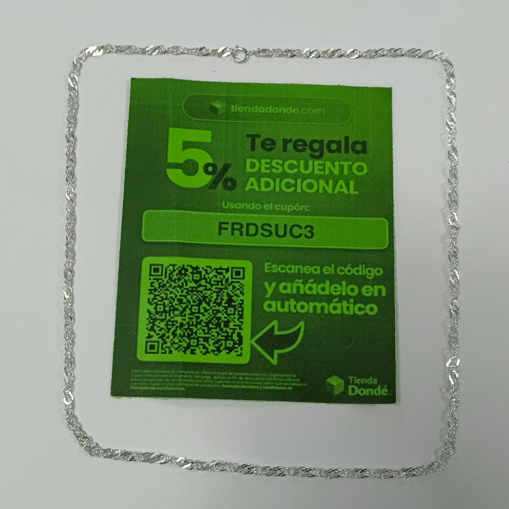 CADENA TEJIDO MEDIO TORZAL PLATA .925 55 CM 5.6 GR (NUEVO)