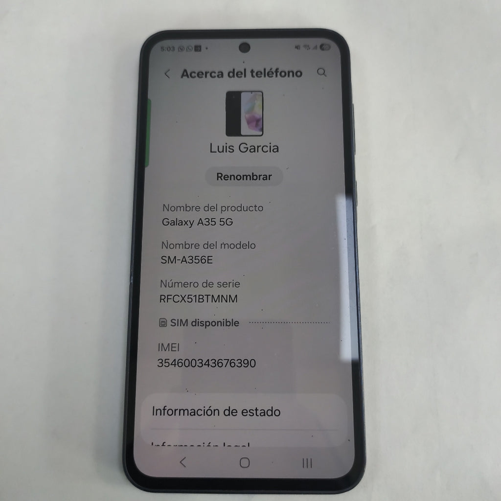 CELULAR SAMSUNG GALAXY A35 5G SM-A356E (2024) 128 GB 6 GB RAM (SEMINUEVO)
