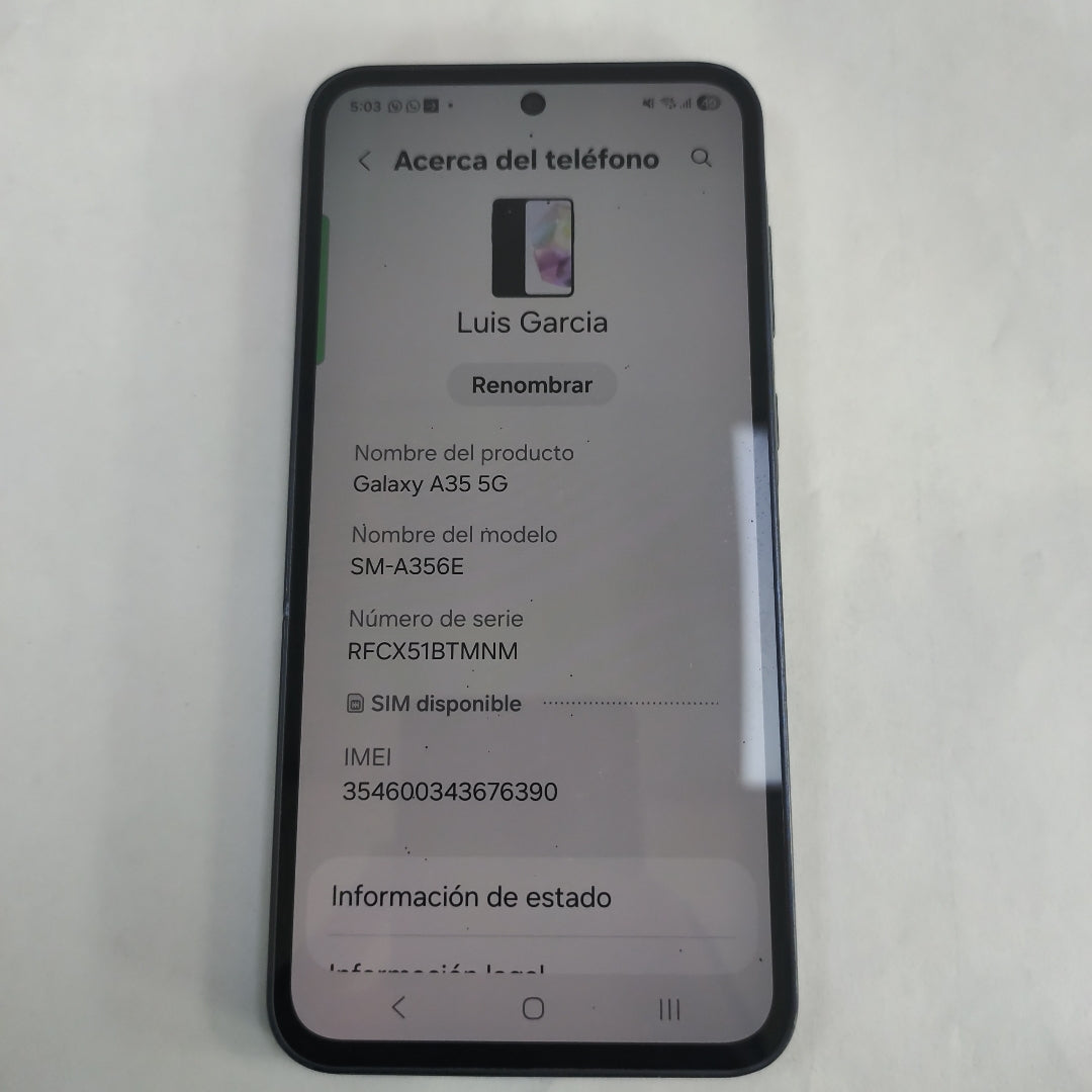 CELULAR SAMSUNG GALAXY A35 5G SM-A356E (2024) 128 GB 6 GB RAM (SEMINUEVO)