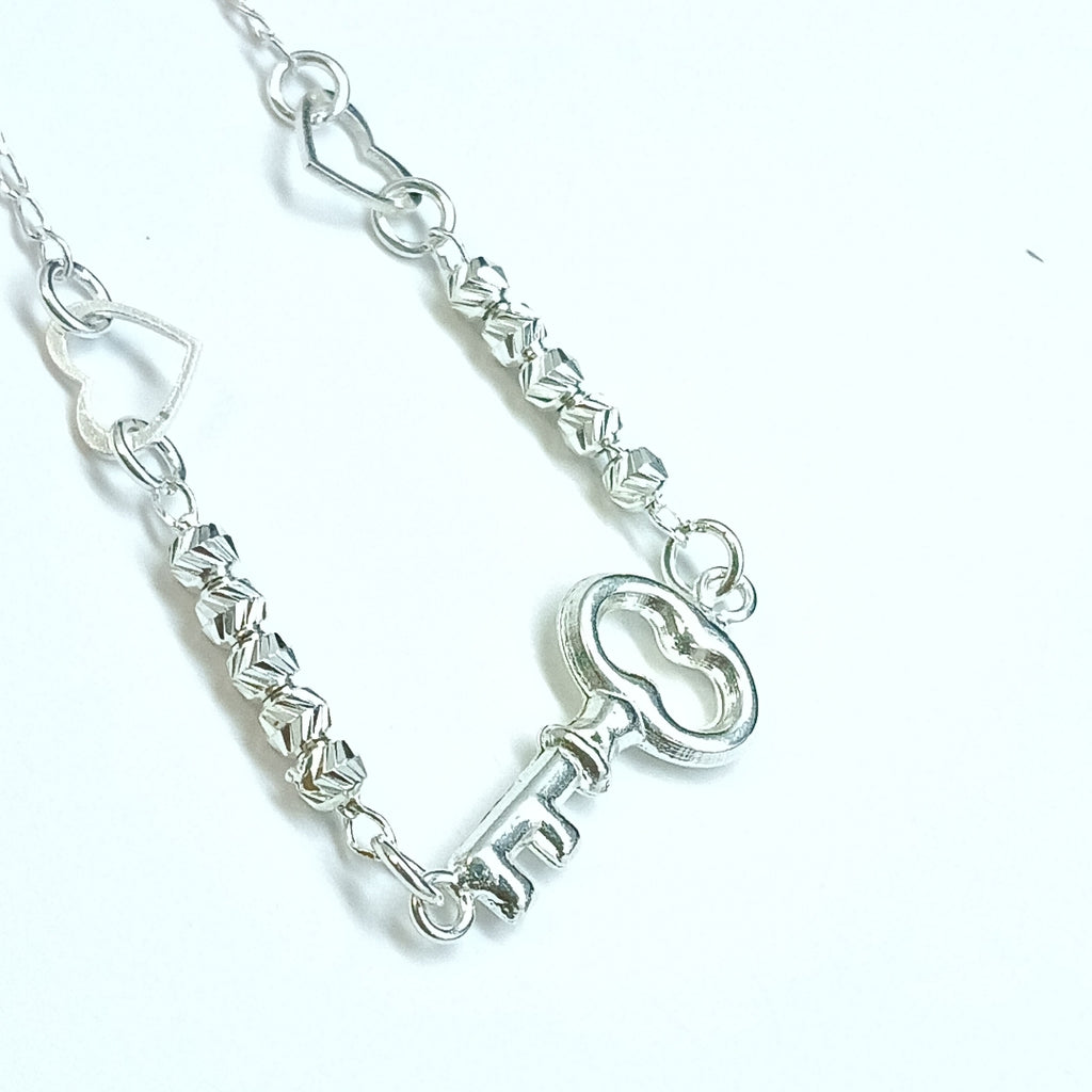 PULSERA TEJIDO LLAVE PLATA .925 18 CM 2.3 GR (NUEVO)