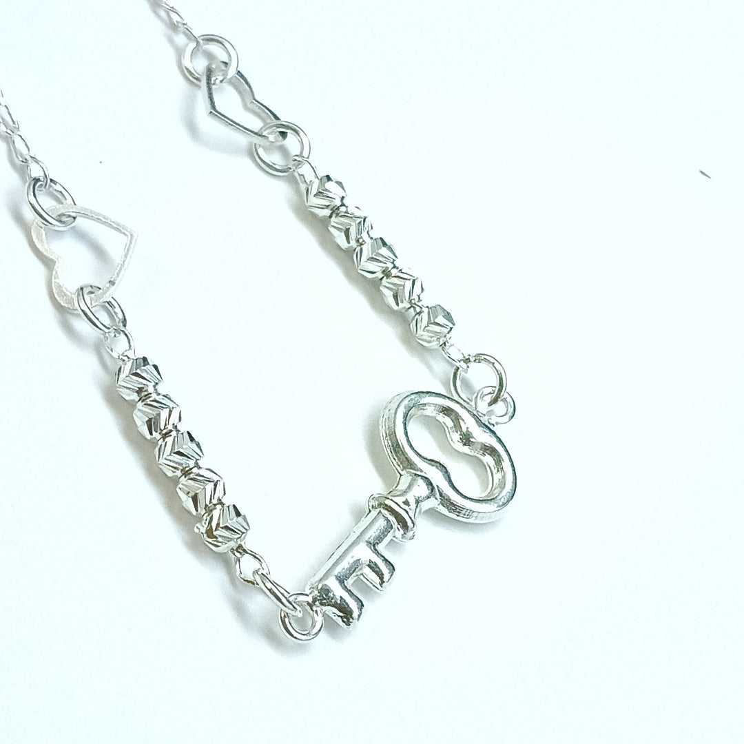 PULSERA TEJIDO LLAVE PLATA .925 18 CM 2.3 GR (NUEVO)
