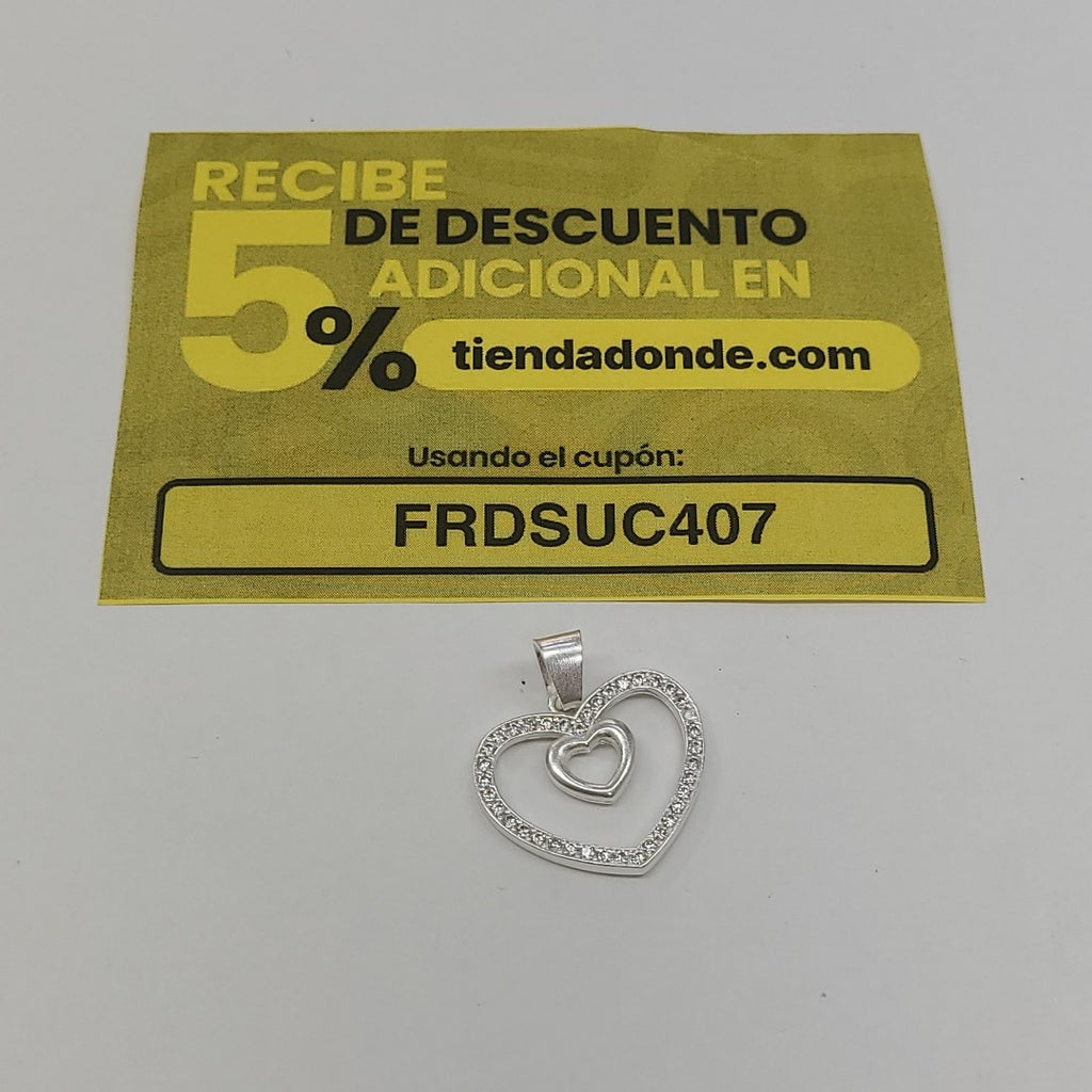 DIJE CORAZON C/CIRCONIAS PLATA .925 2.7 GR (NUEVO)