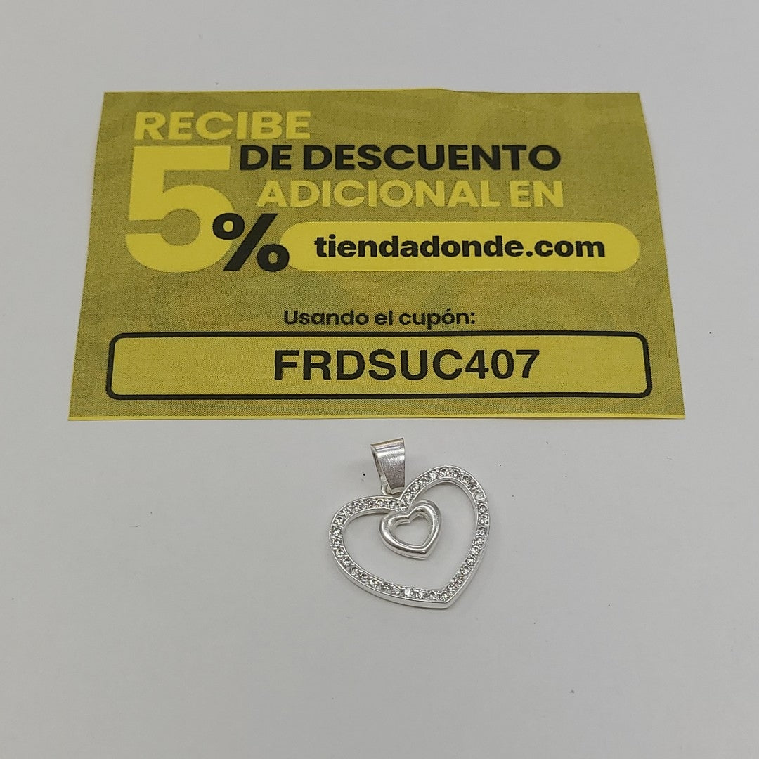 DIJE CORAZON C/CIRCONIAS PLATA .925 2.7 GR (NUEVO)
