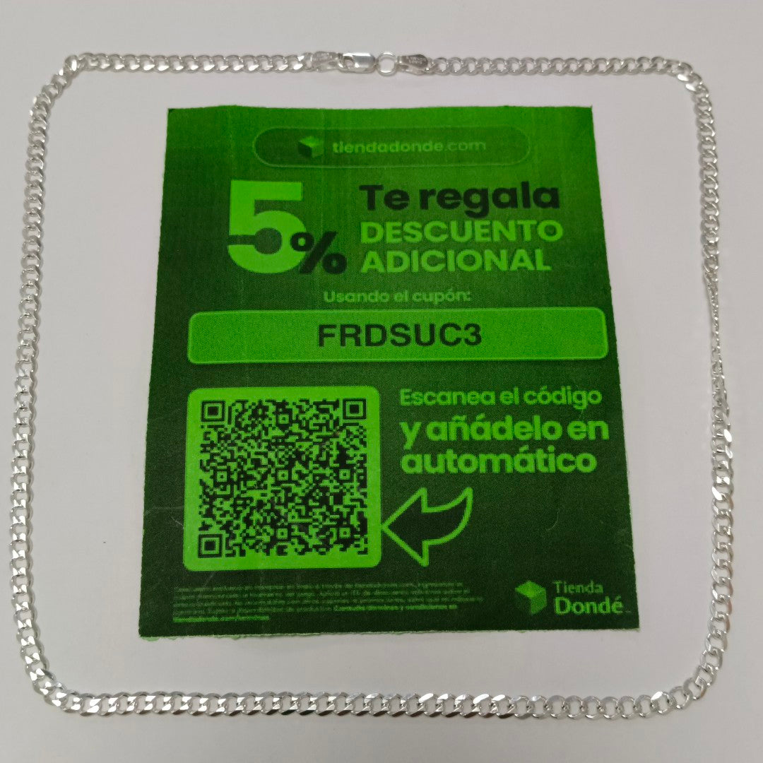 CADENA TEJIDO BARBADO PLATA .925 55 CM 12.5 GR (NUEVO)