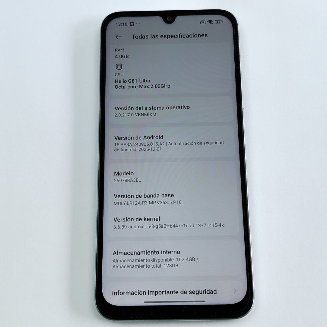 CELULAR XIAOMI REDMI 15C 25078RA3EL (2025) 128 GB SSD 4 GB RAM (SEMINUEVO)