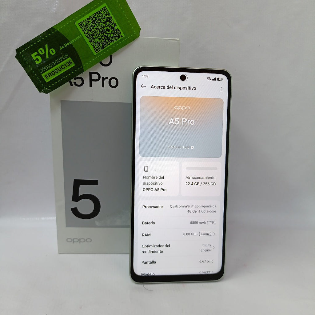 CELULAR OPPO  A5 PRO CPH2711 (2025) 256 GB 8 GB RAM (SEMINUEVO)