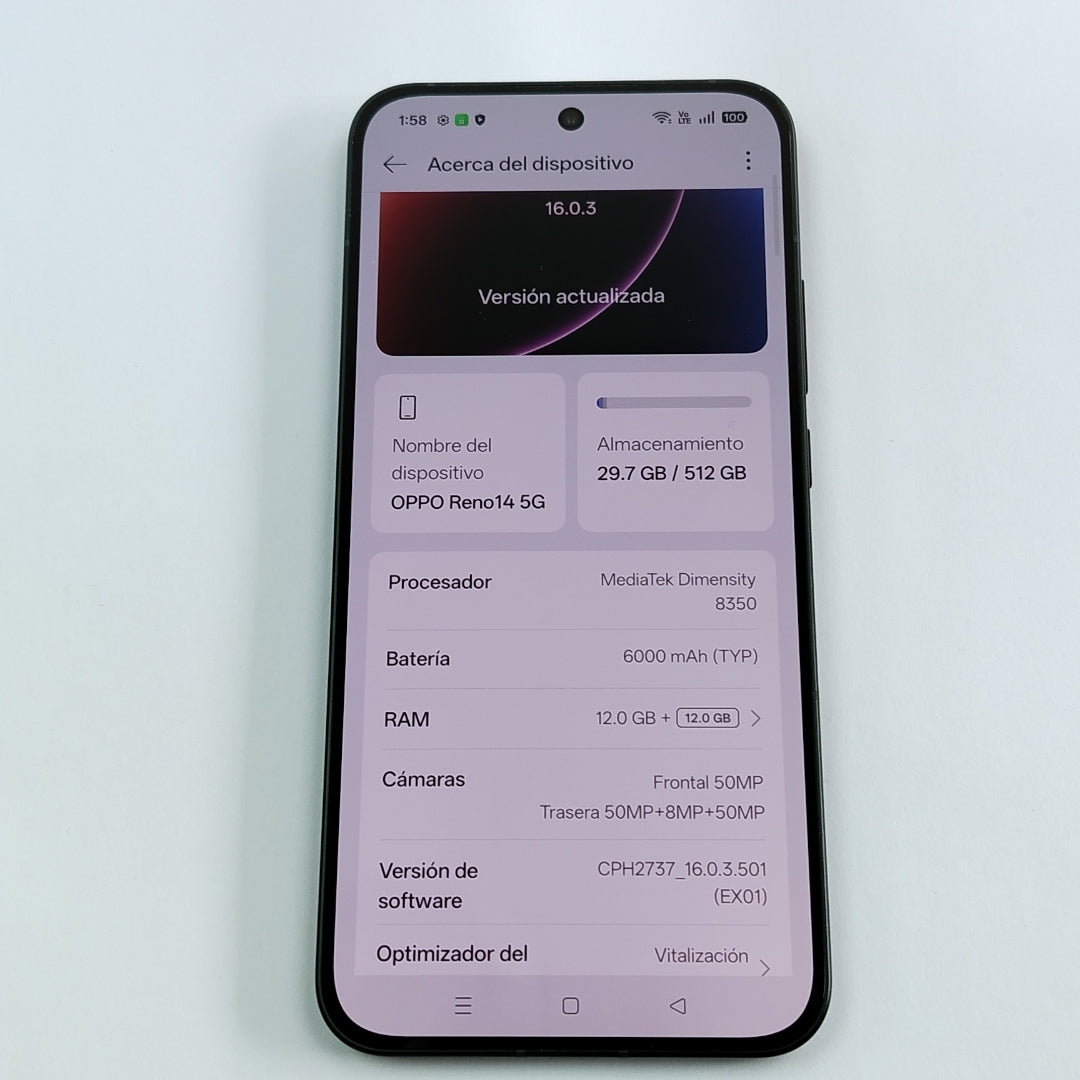 CELULAR OPPO  RENO14 5G CPH2737 (2025) 512 GB 12 GB RAM (SEMINUEVO)