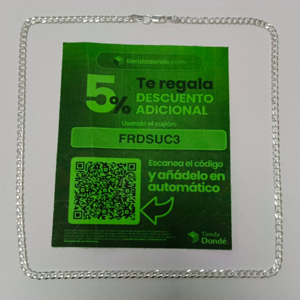 CADENA TEJIDO BARBADO PLATA .925 55 CM 12.5 GR (NUEVO)