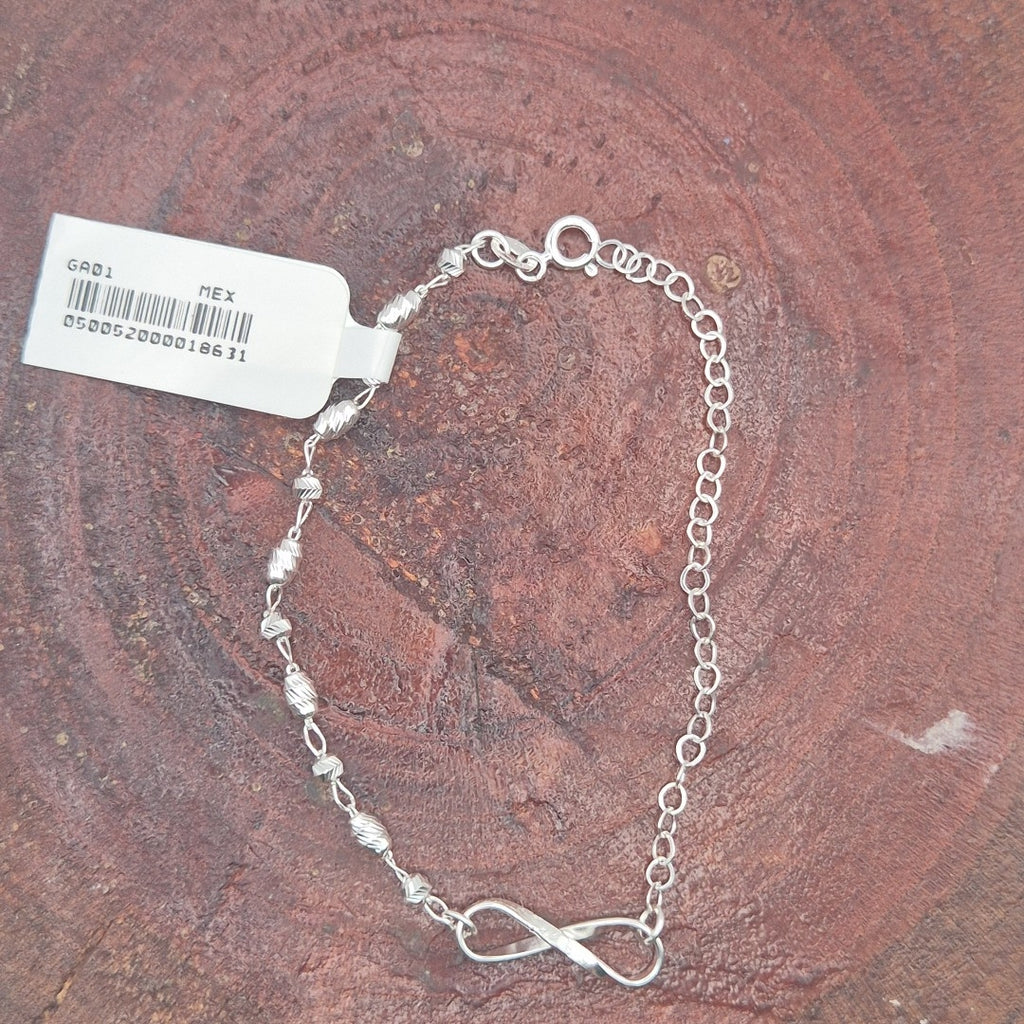 PULSERA TEJIDO INFINITO PLATA .925 18 CM 2.2 GR (NUEVO)