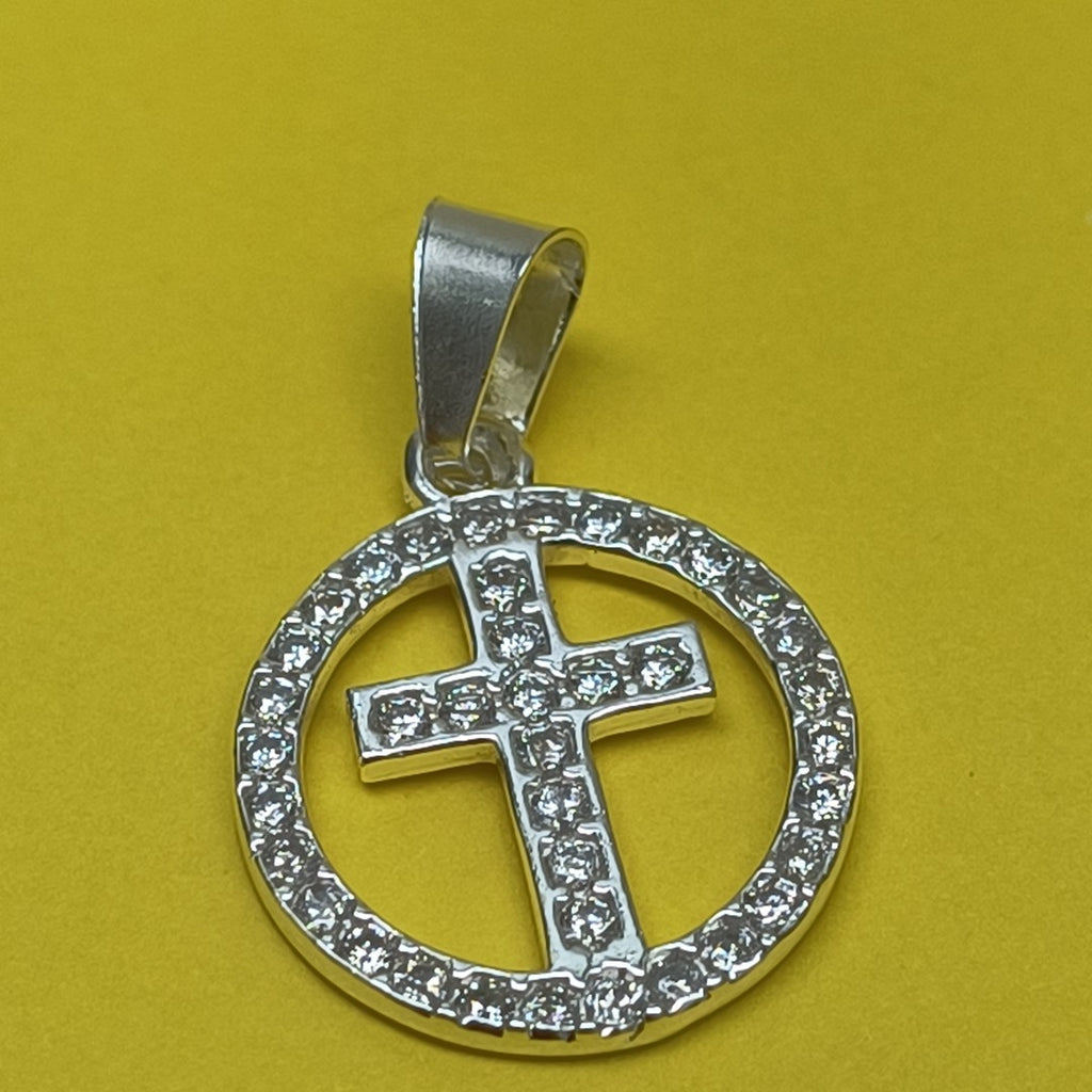 DIJE CRUZ C/CIRCONIAS PLATA .925 2.4 GR (NUEVO)
