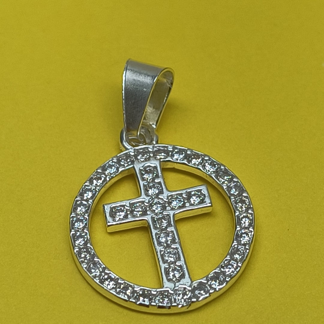 DIJE CRUZ C/CIRCONIAS PLATA .925 2.4 GR (NUEVO)
