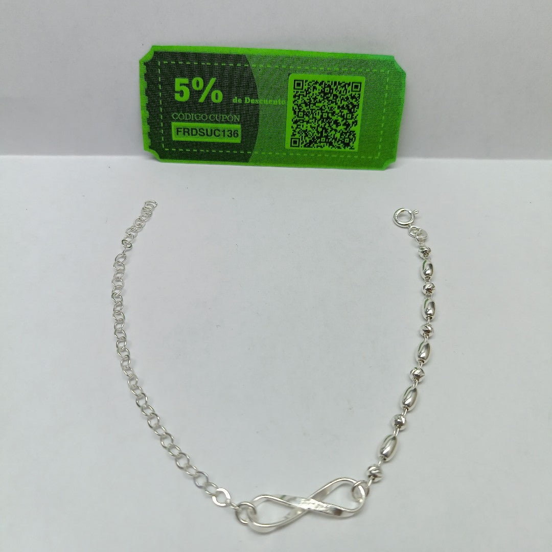 PULSERA TEJIDO INFINITO PLATA .925 18 CM 2.3 GR (NUEVO)