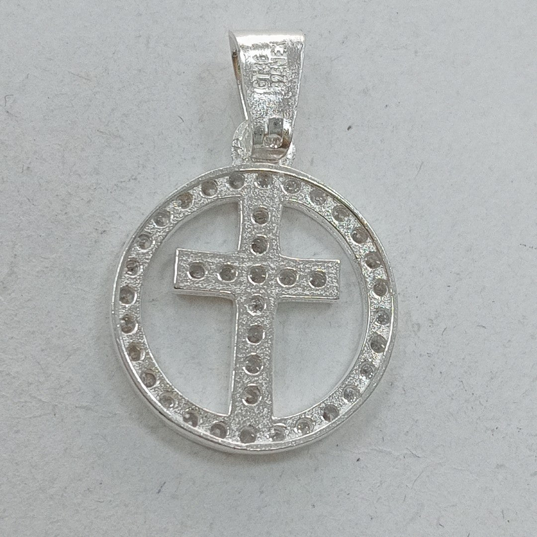 DIJE CRUZ C/CIRCONIAS PLATA .925 2.4 GR (NUEVO)
