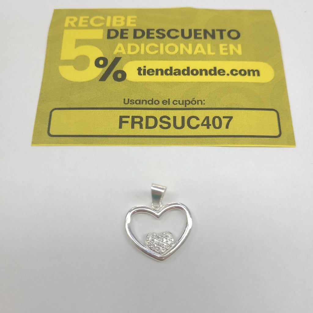 DIJE CORAZON C/CIRCONIAS PLATA .925 2.5 GR (NUEVO)