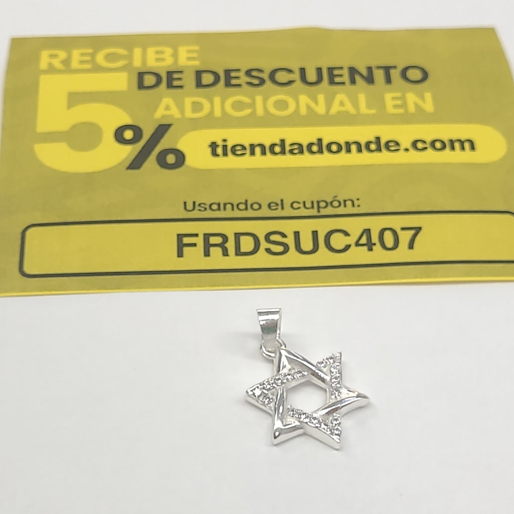 DIJE ESTRELLA DE DAVID C/CIRCONIAS PLATA .925 2.6 GR (NUEVO)