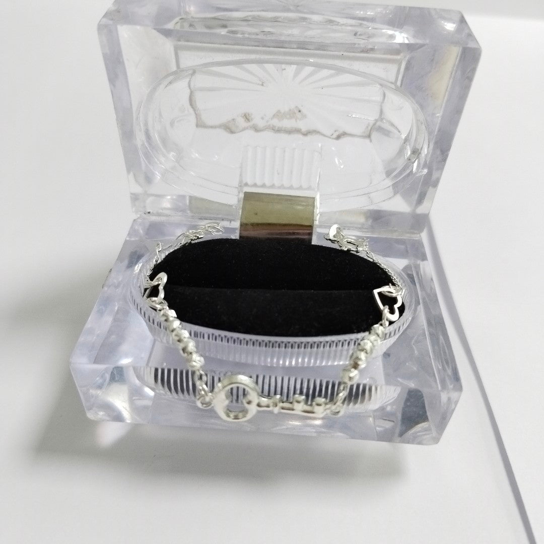 PULSERA TEJIDO LLAVE PLATA .925 18 CM 2.3 GR (NUEVO)