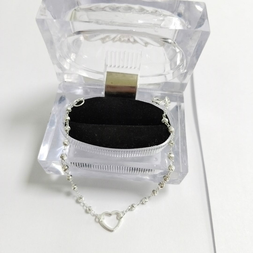 PULSERA TEJIDO CORAZON PLATA .925 18 CM 2 GR (NUEVO)