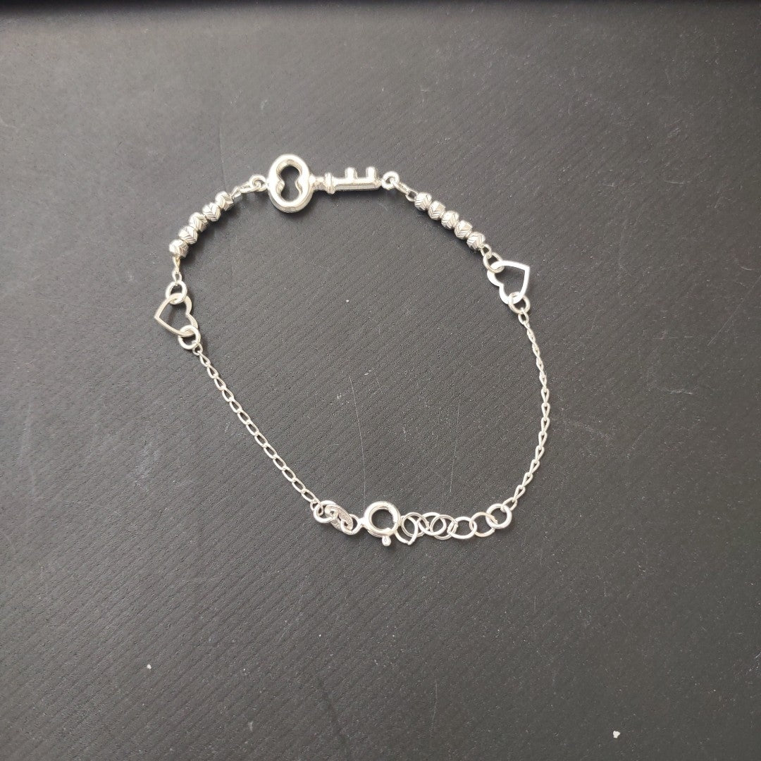 PULSERA TEJIDO LLAVE PLATA .925 18 CM 2.3 GR (NUEVO)
