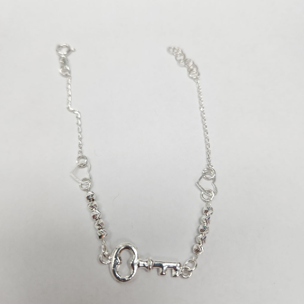 PULSERA TEJIDO LLAVE PLATA .925 18 CM 2.4 GR (NUEVO)