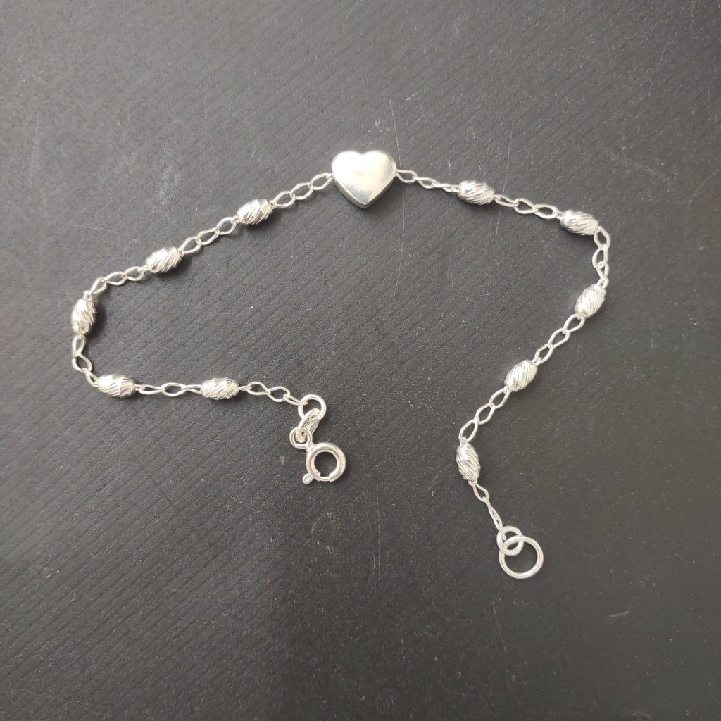PULSERA TEJIDO CORAZON PLATA .925 18 CM 3.3 GR (NUEVO)