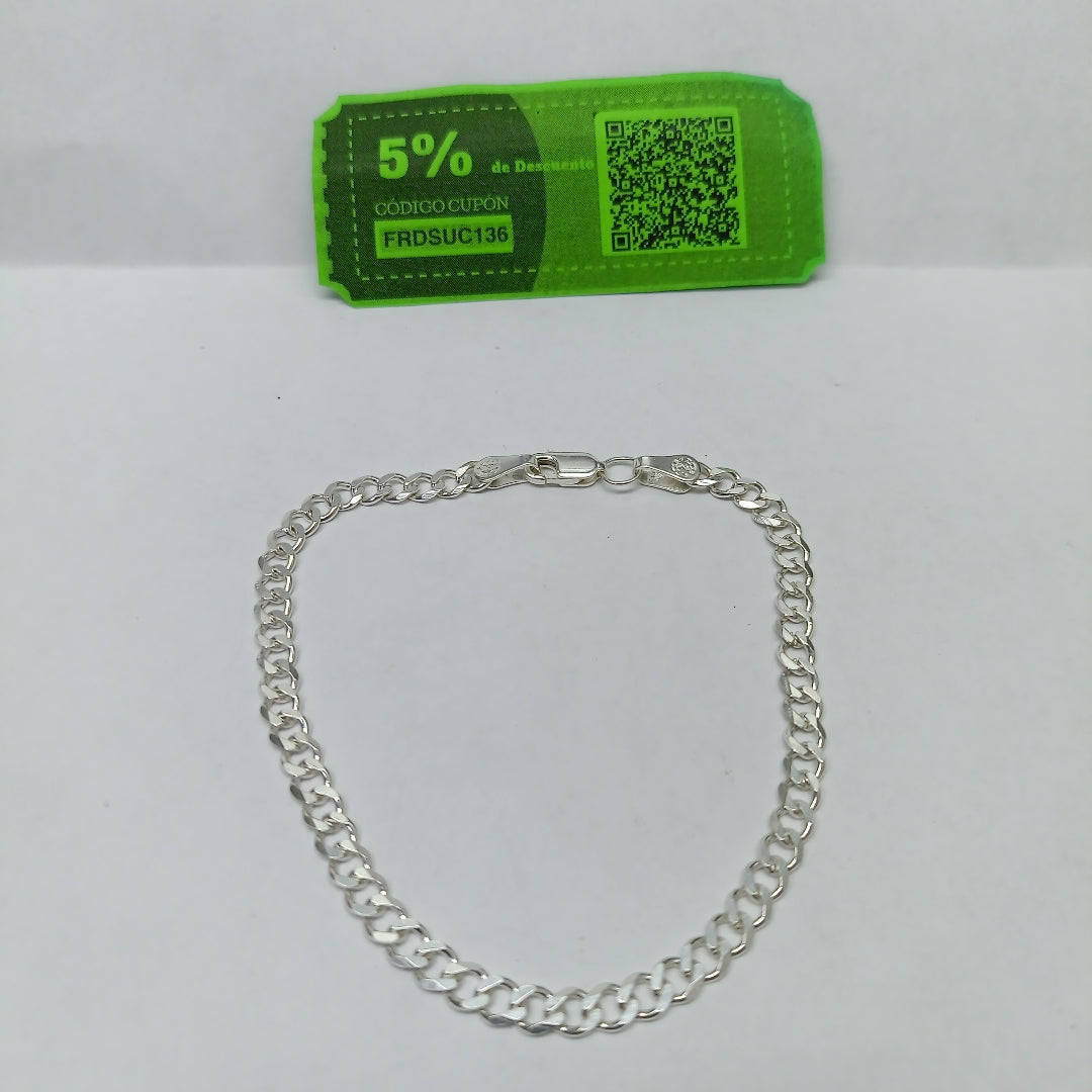 PULSERA TEJIDO BARBADA PLATA .925 21 CM 4.5 GR (NUEVO)