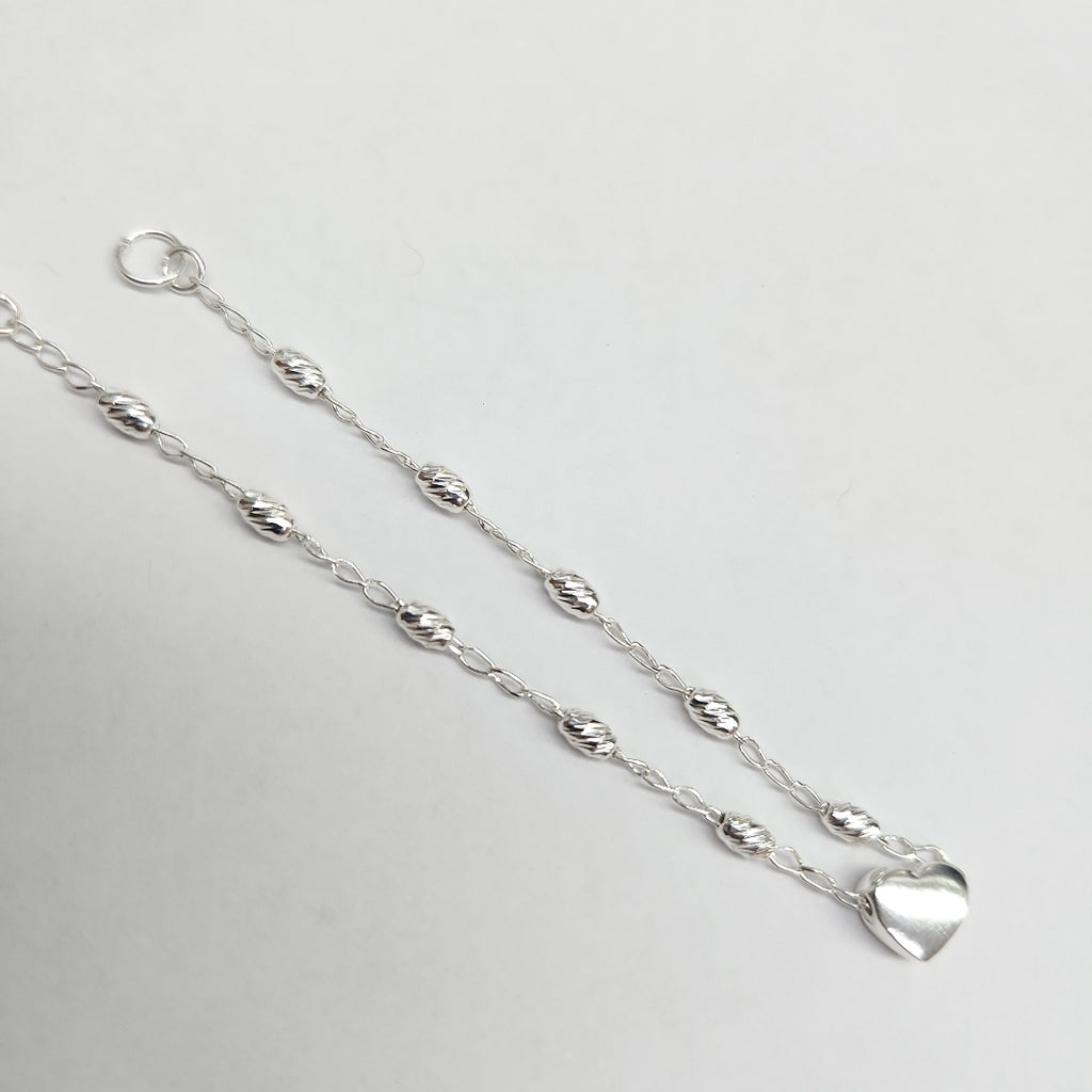 PULSERA TEJIDO CORAZON PLATA .925 18 CM 3.3 GR (NUEVO)