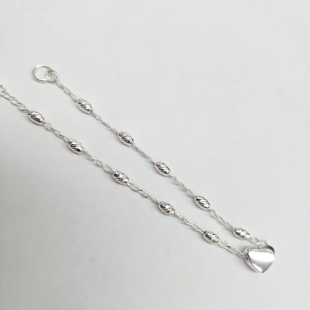 PULSERA TEJIDO CORAZON PLATA .925 18 CM 3.3 GR (NUEVO)