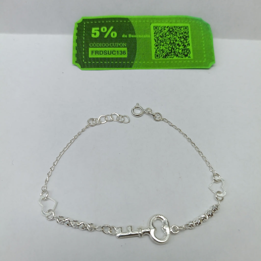 PULSERA TEJIDO LLAVE PLATA .925 18 CM 2.4 GR (NUEVO)