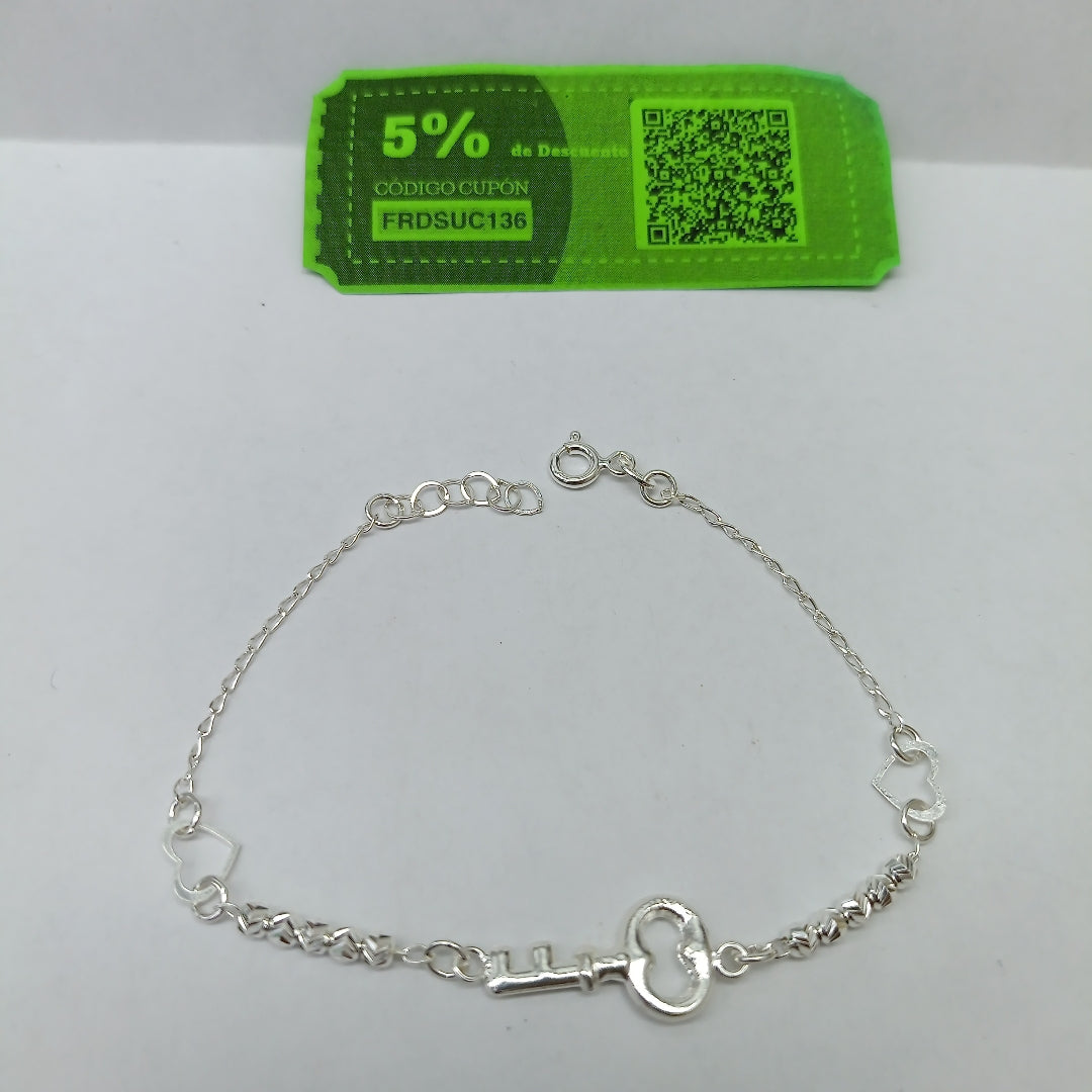 PULSERA TEJIDO LLAVE PLATA .925 18 CM 2.4 GR (NUEVO)