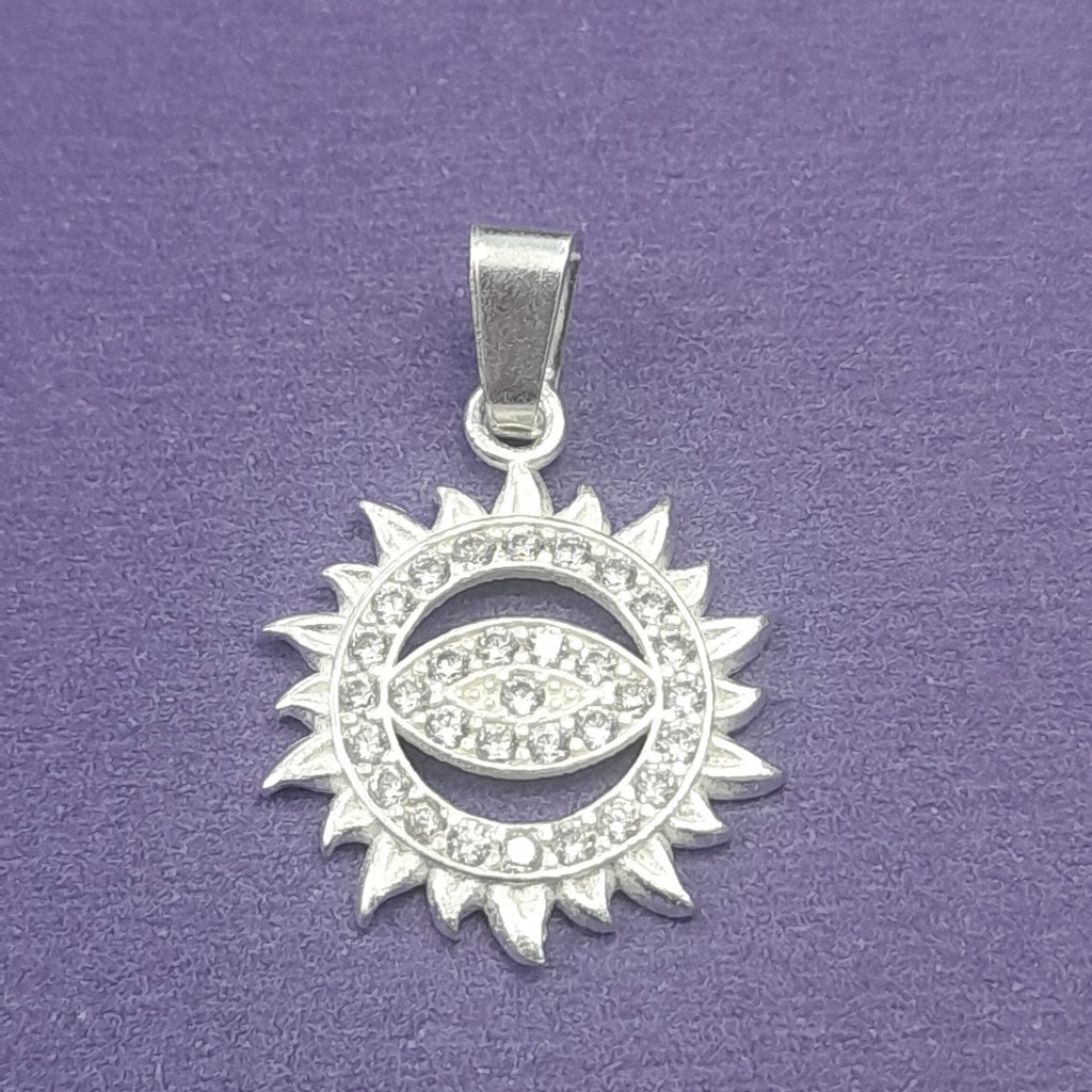 DIJE OJO MAGICO CON CIRCONIAS PLATA .925 2 GR (NUEVO)