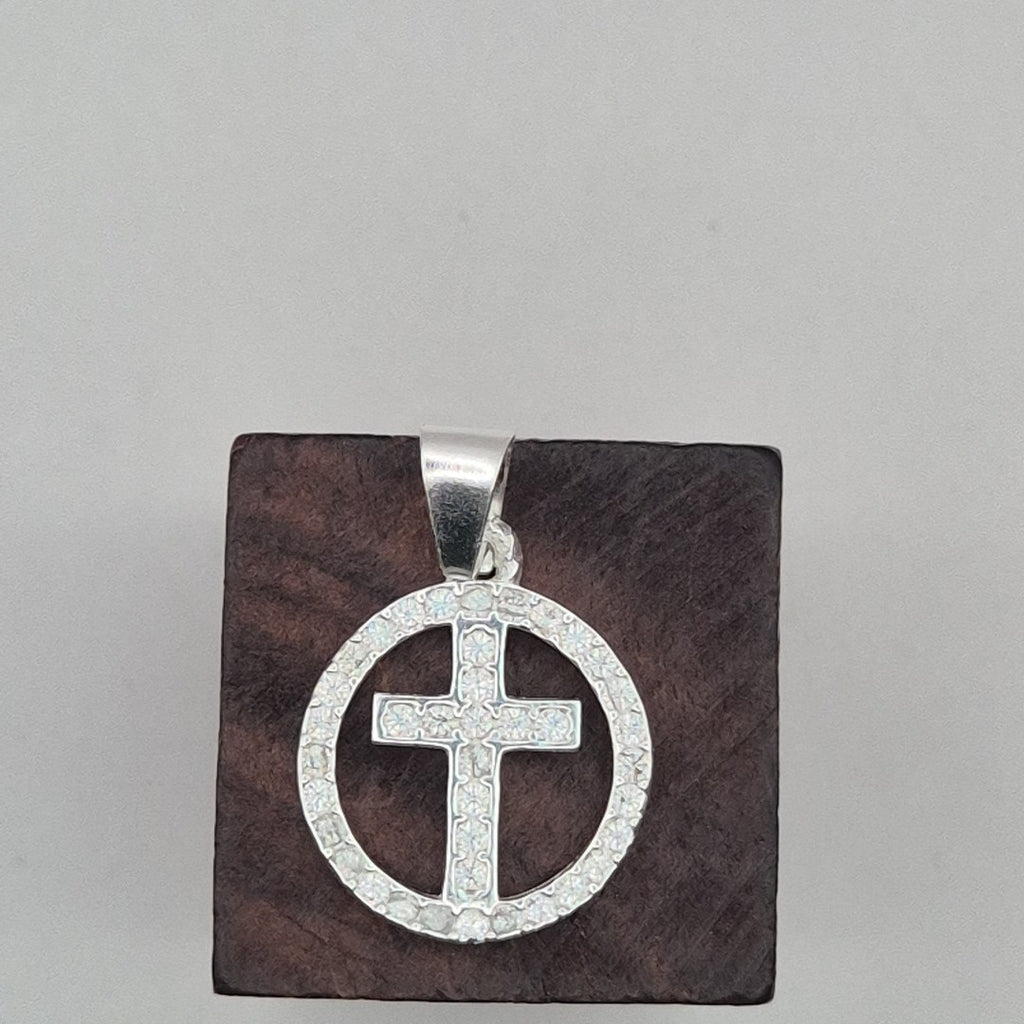 DIJE CRUZ C/CIRCONIAS PLATA .925 2.4 GR (NUEVO)