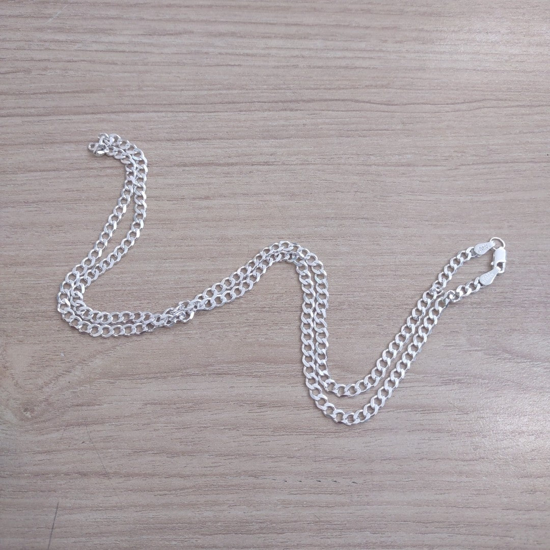 CADENA TEJIDO BARBADO PLATA .925 60 CM 13 GR (NUEVO)