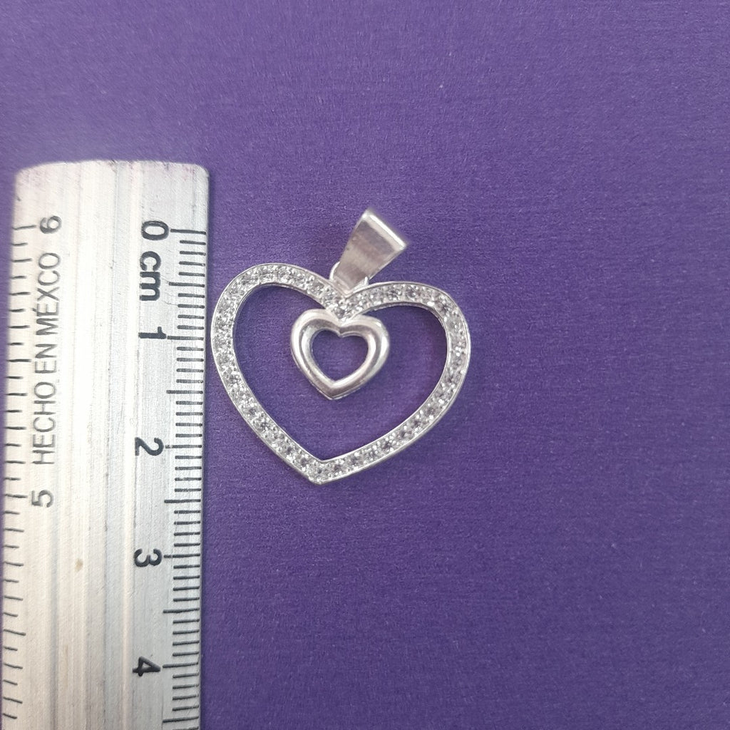 DIJE CORAZON C/CIRCONIAS PLATA .925 2.7 GR (NUEVO)