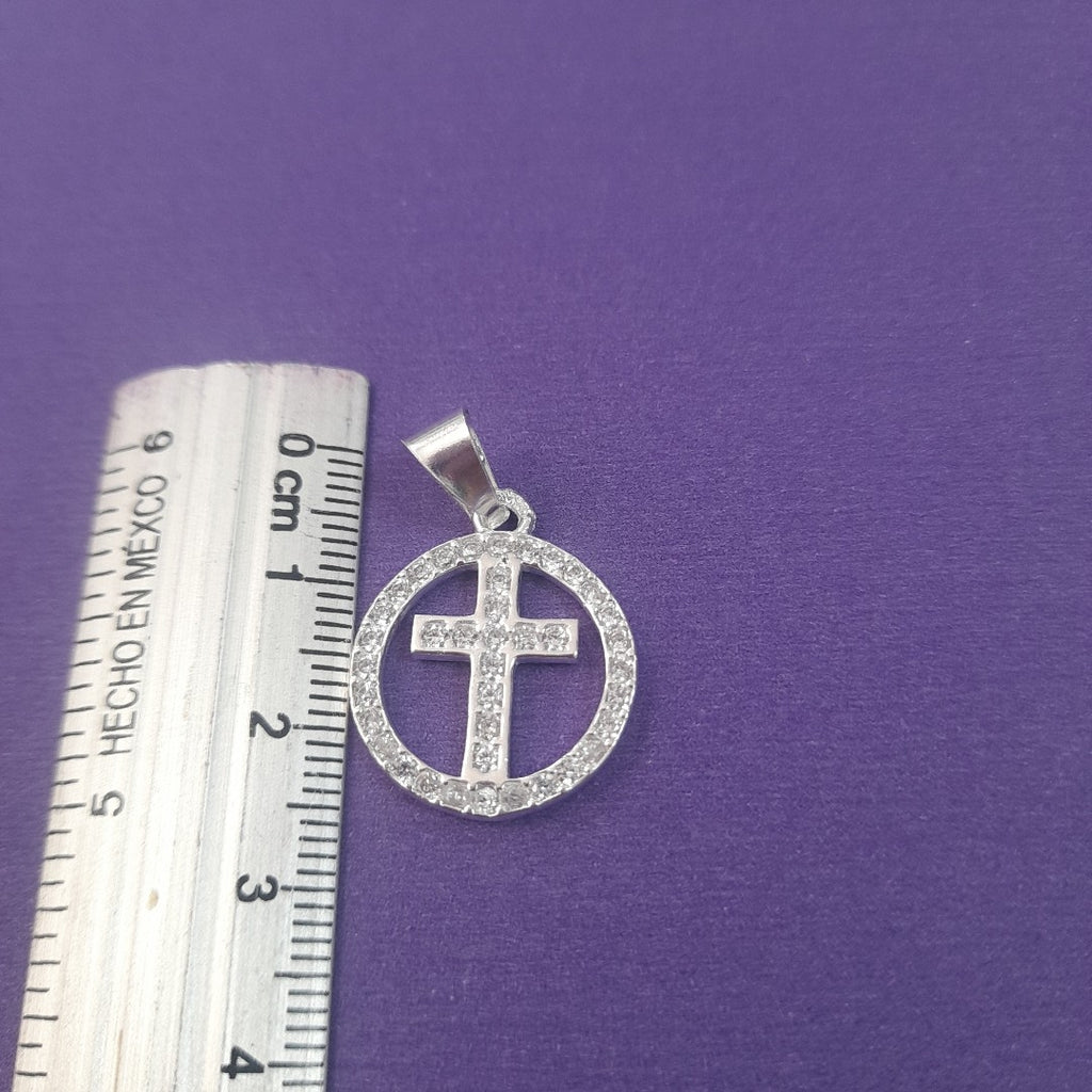 DIJE CRUZ C/CIRCONIAS PLATA .925 2.4 GR (NUEVO)
