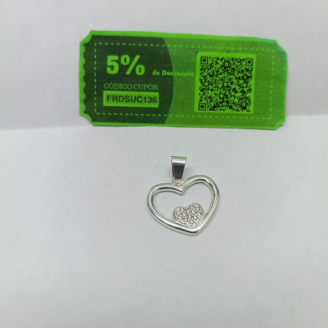 DIJE CORAZON C/CIRCONIAS PLATA .925 2.6 GR (NUEVO)