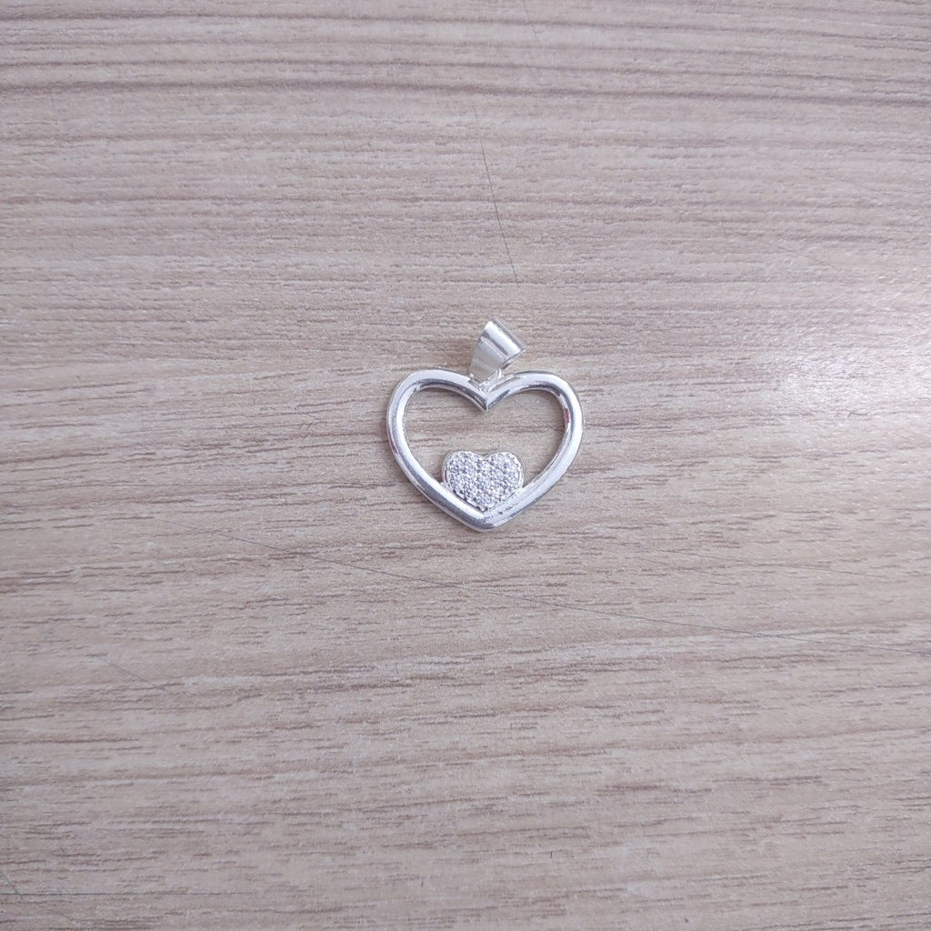 DIJE CORAZON C/CIRCONIAS PLATA .925 2.5 GR (NUEVO)