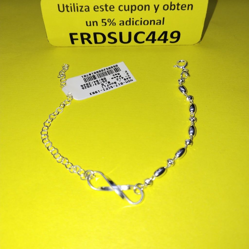 PULSERA TEJIDO INFINITO PLATA .925 18 CM 2.4 GR (NUEVO)