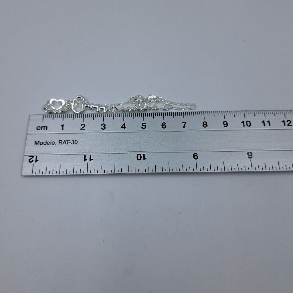 PULSERA TEJIDO LLAVE PLATA .925 18 CM 2.3 GR (NUEVO)