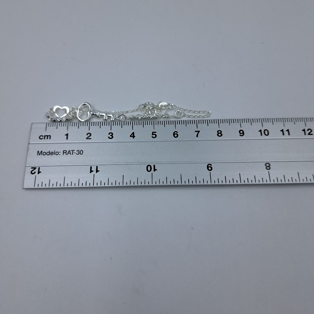 PULSERA TEJIDO LLAVE PLATA .925 18 CM 2.3 GR (NUEVO)