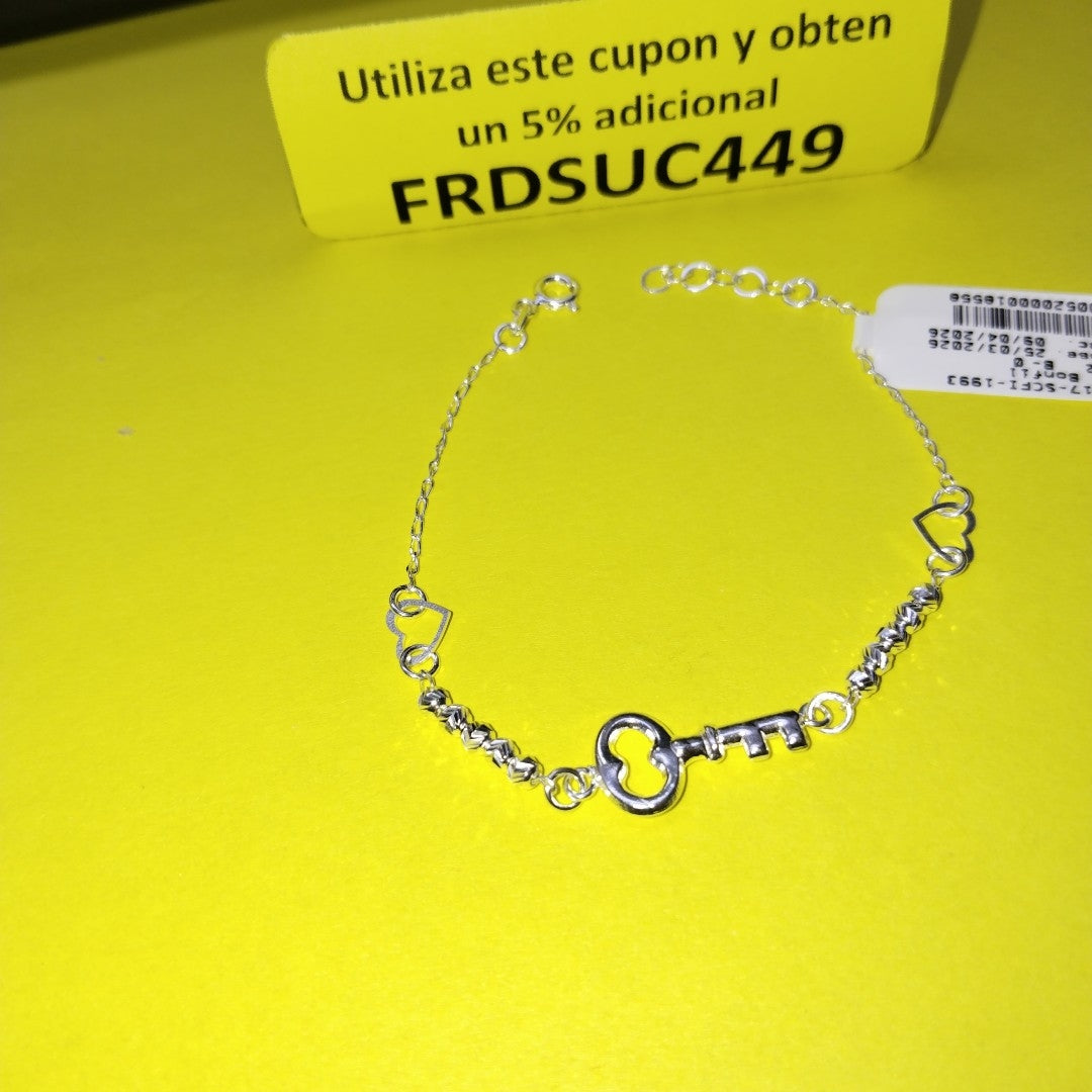 PULSERA TEJIDO LLAVE PLATA .925 18 CM 2.3 GR (NUEVO)