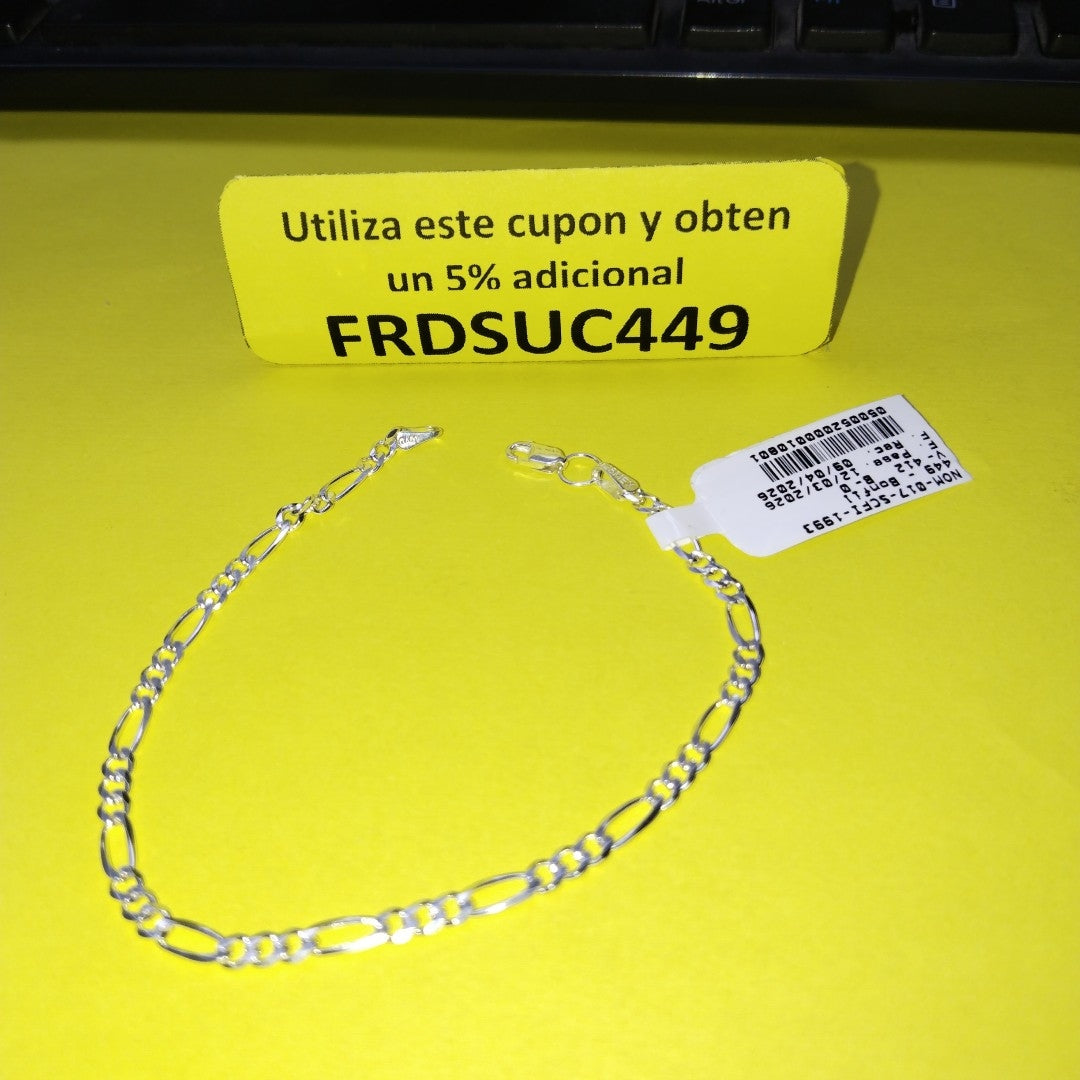 PULSERA TEJIDO 3X1 PLATA .925 18 CM 2.9 GR (NUEVO)