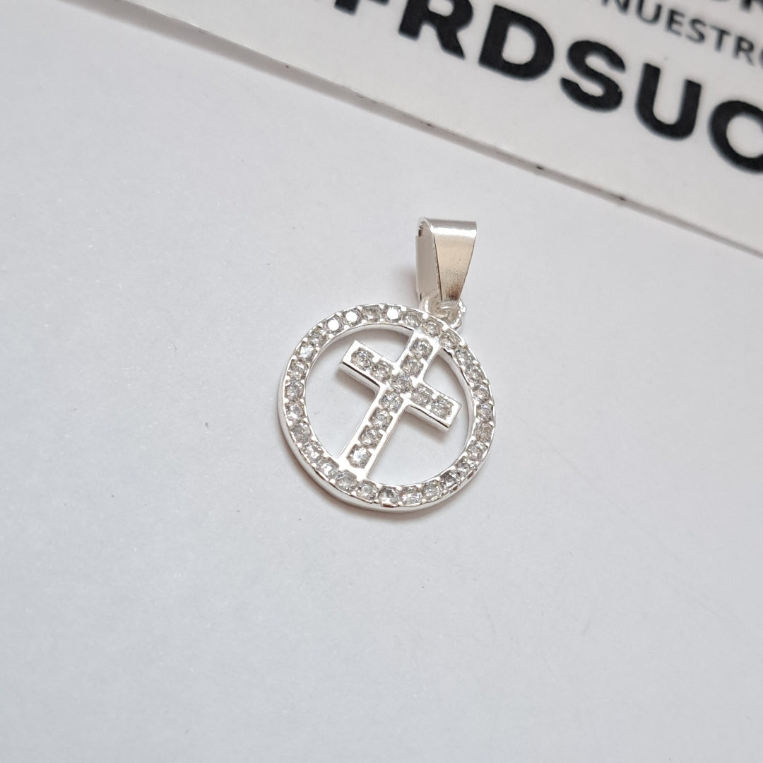DIJE CRUZ C/CIRCONIAS PLATA .925 2.4 GR (NUEVO)
