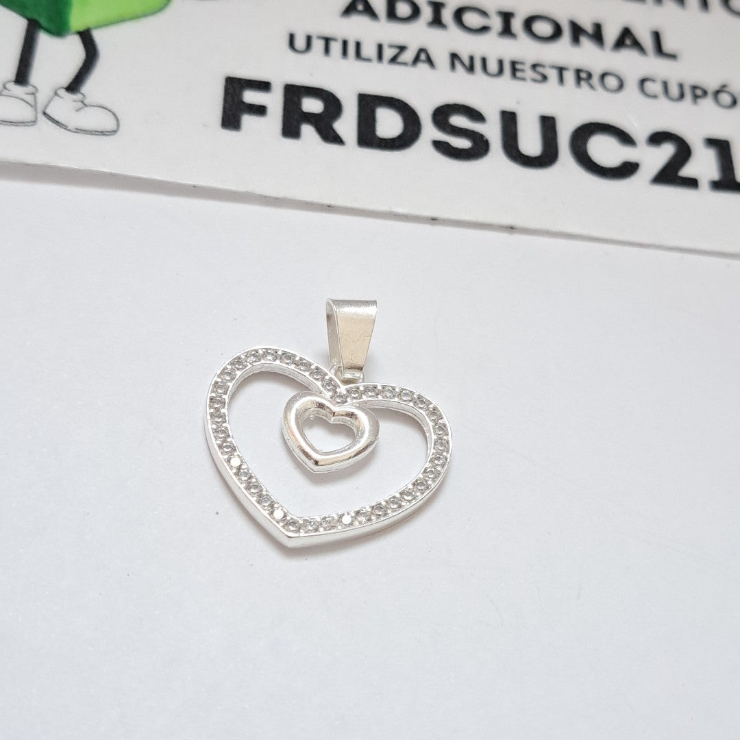 DIJE CORAZON C/CIRCONIAS PLATA .925 2.7 GR (NUEVO)