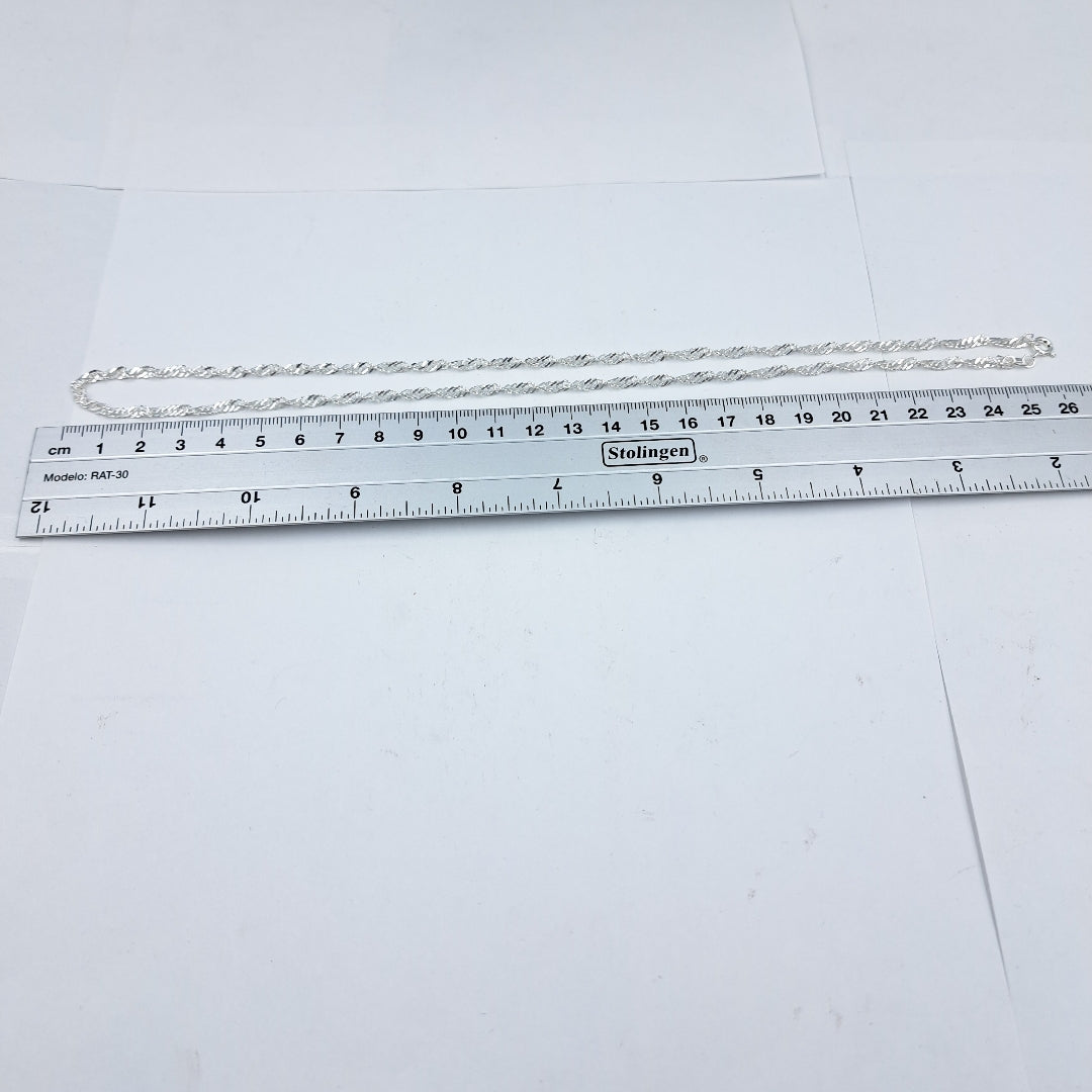 CADENA TEJIDO MEDIO TORZAL PLATA .925 55 CM 6.4 GR (NUEVO)
