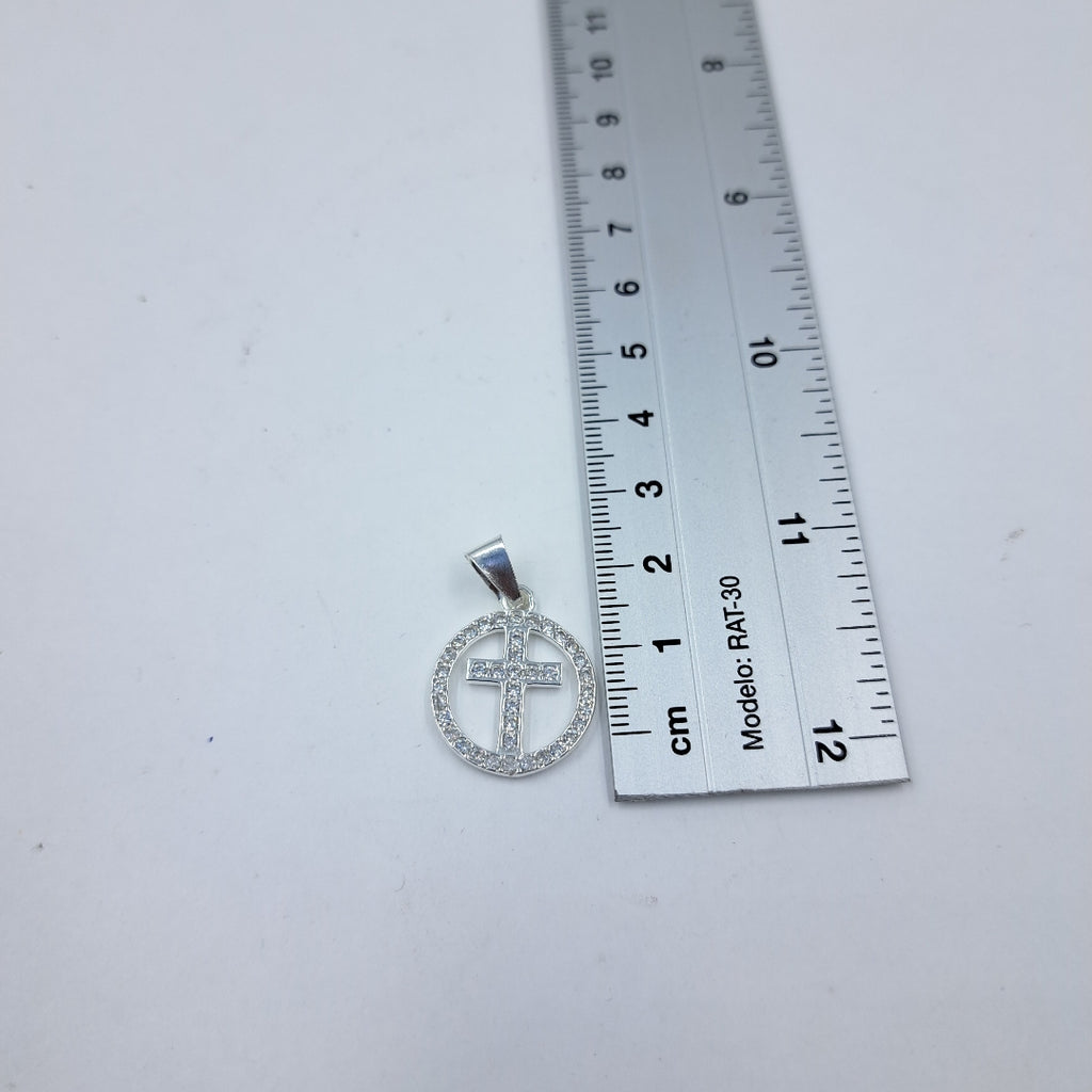 DIJE CRUZ C/CIRCONIAS PLATA .925 2.4 GR (NUEVO)