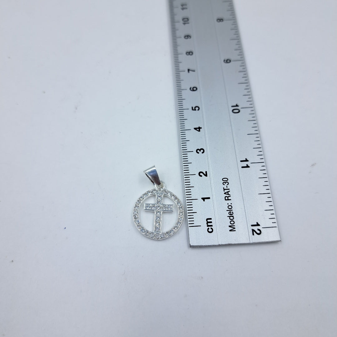 DIJE CRUZ C/CIRCONIAS PLATA .925 2.4 GR (NUEVO)
