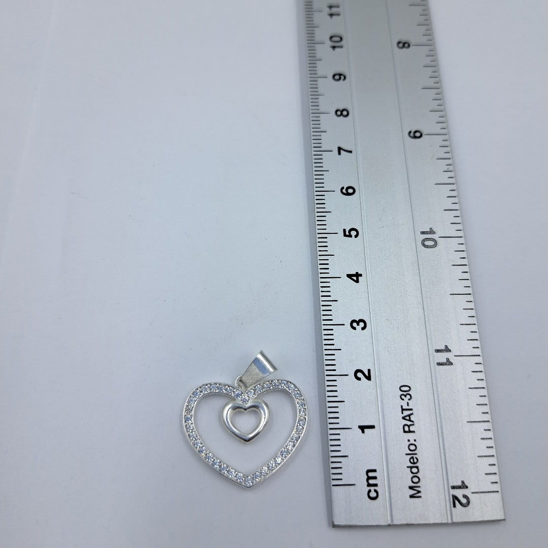 DIJE CORAZON C/CIRCONIAS PLATA .925 2.7 GR (NUEVO)