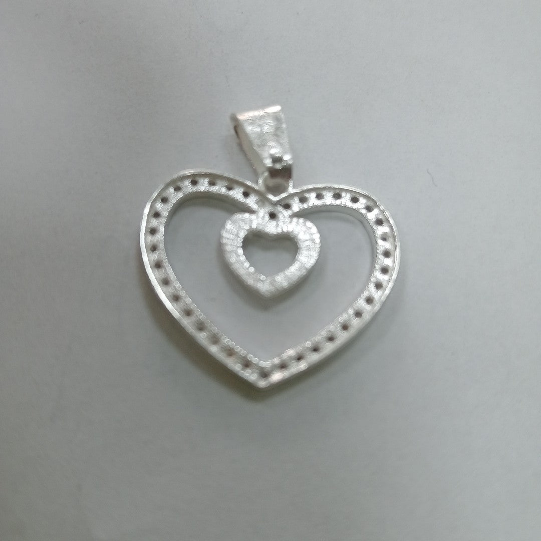 DIJE CORAZON C/CIRCONIAS PLATA .925 2.7 GR (NUEVO)