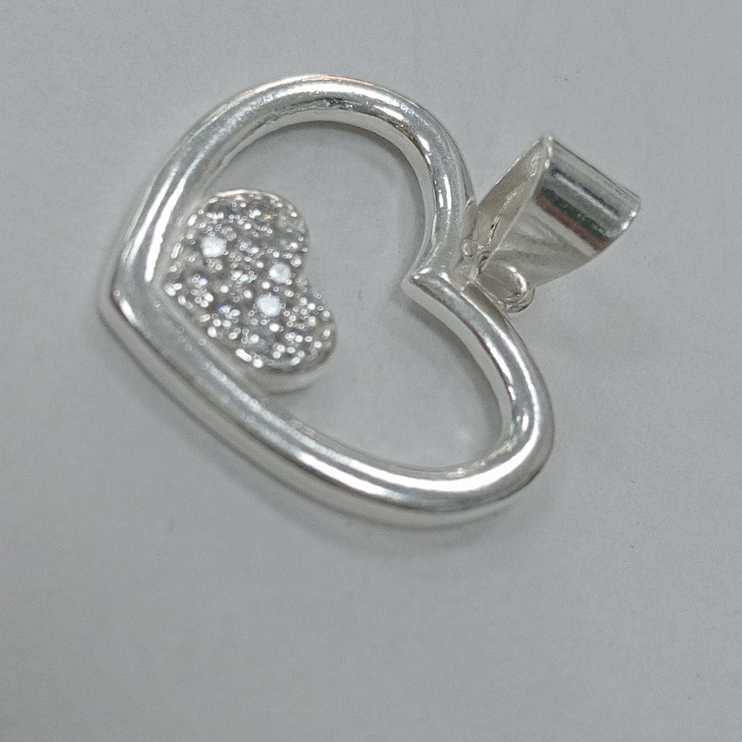 DIJE CORAZON C/CIRCONIAS PLATA .925 2.5 GR (NUEVO)